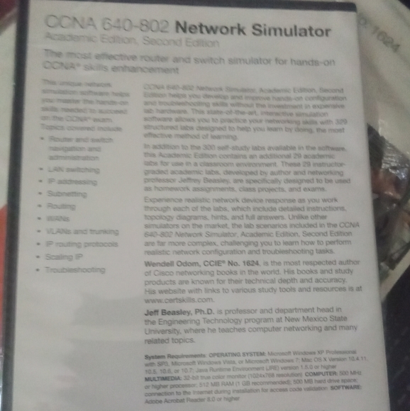 Pearson, Odom & Beasley, CCNA 640-802 Network Simulator, Academic 2nd Edition - Picture 2 of 6